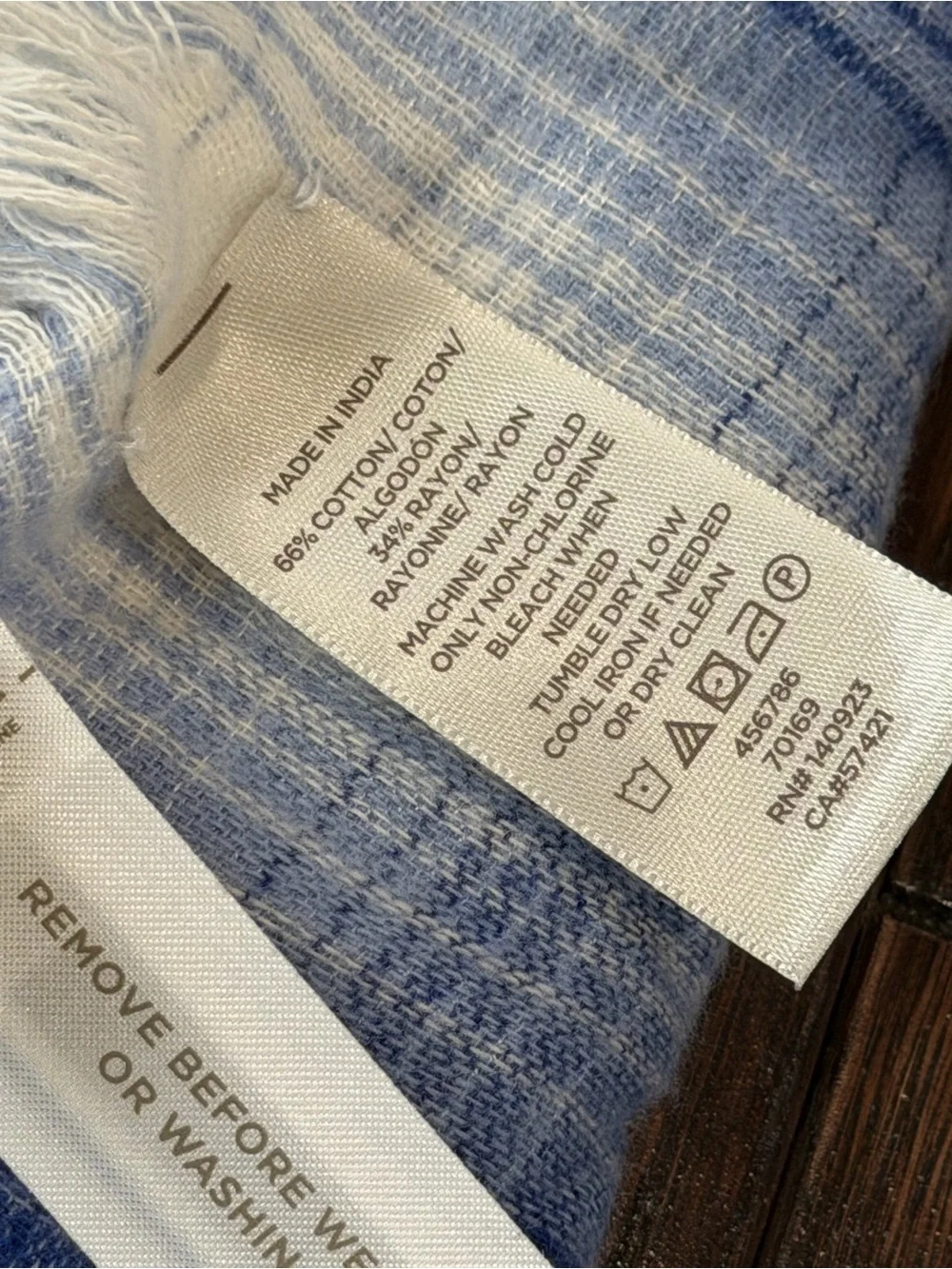 LOFT Oversized Blue & White Ombre Plaid Blanket Scarf NEW 82